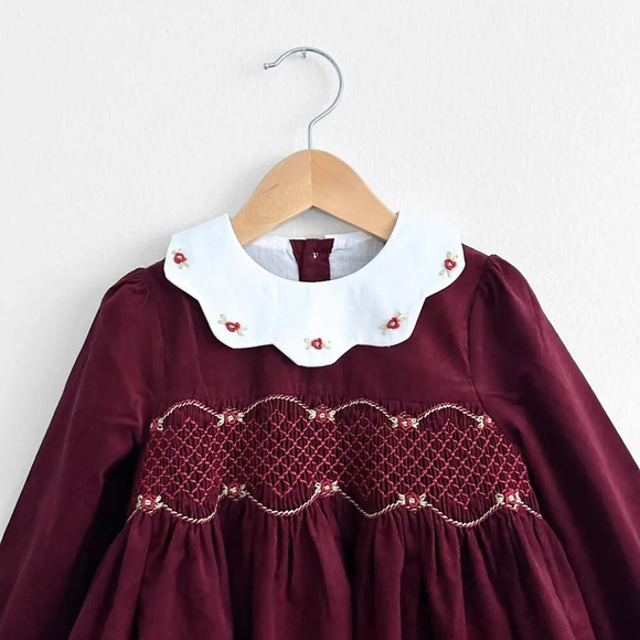 NWT Pretty Girls Smocked Dress Spanish Style Flower Embroidery Long Sleeve 6Y - Picture 4 of 5